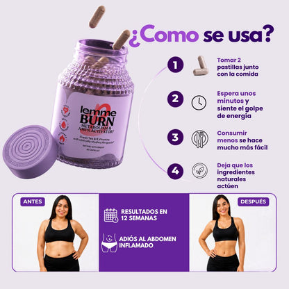 Lemme Burn Quema grasa de forma natural y efectiva en 7 dias - 60 Capsulas
