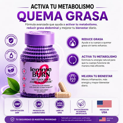 Lemme Burn Quema grasa de forma natural y efectiva en 7 dias - 60 Capsulas