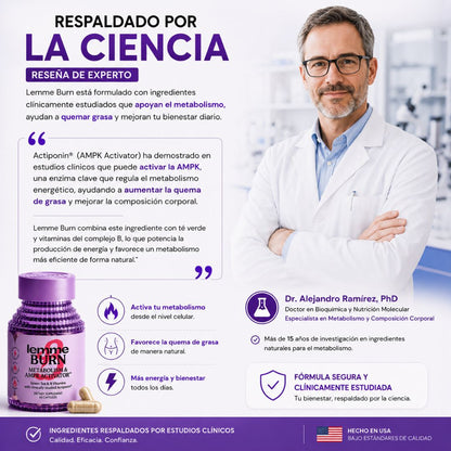 Lemme Burn Quema grasa de forma natural y efectiva en 7 dias - 60 Capsulas